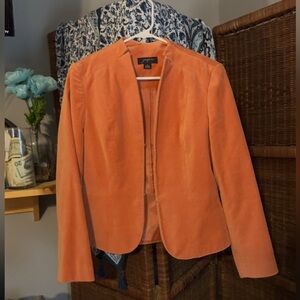 Vintage Josephine Blazer Jacket Orange Poppy Velveteen Hook Close Lined